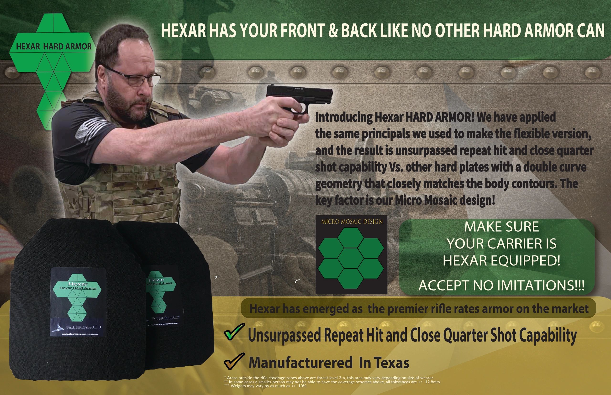 Hexar Flexible Rifle Armor System FRAS Stealth Armor Systems